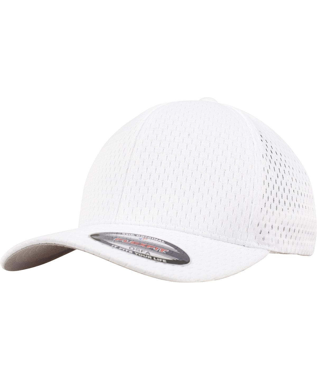 White - Flexfit athletic mesh (6777) Caps Flexfit by Yupoong Headwear, Rebrandable Schoolwear Centres