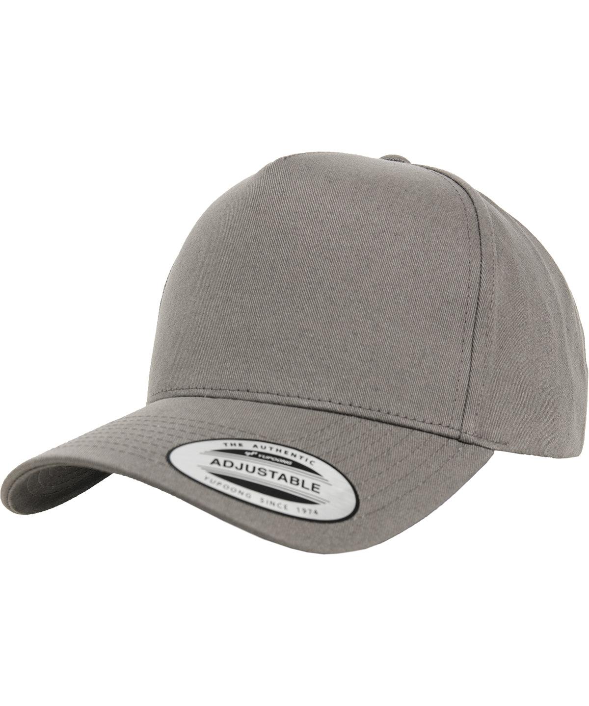 Grey - 5-panel curved classic snapback (7707) Caps Flexfit by Yupoong Headwear, New Colours for 2023, Rebrandable Schoolwear Centres