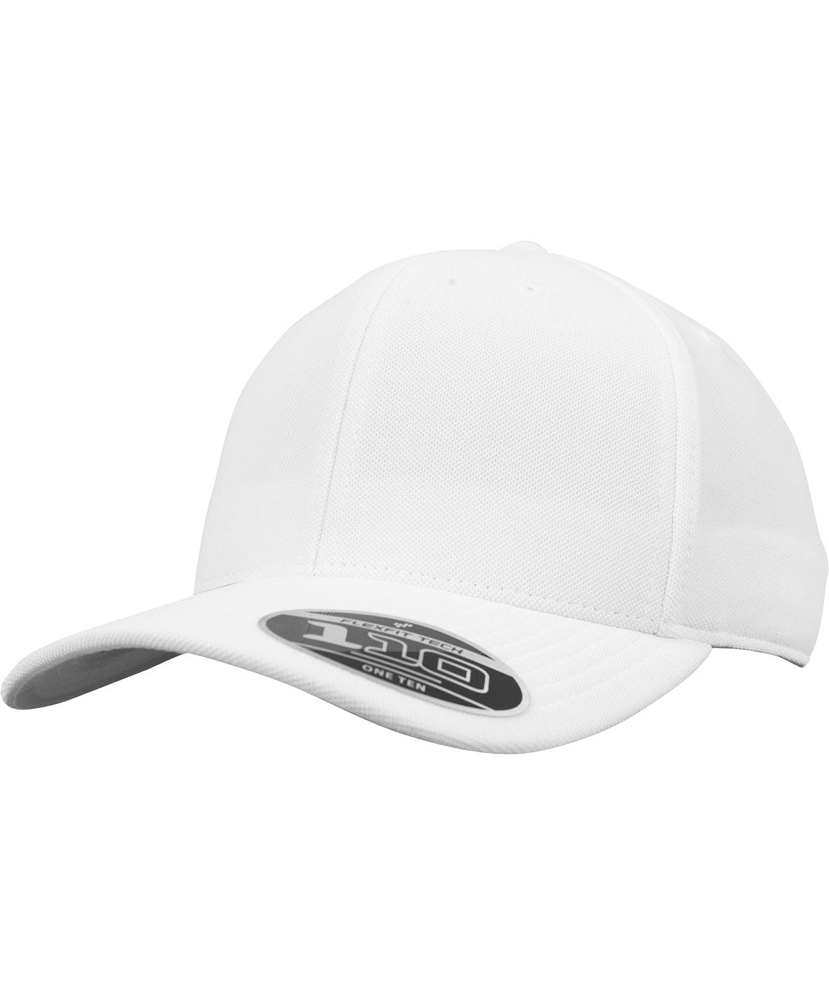 White - 110 cool & dry mini piqué (110P) Caps Flexfit by Yupoong Headwear, Rebrandable Schoolwear Centres