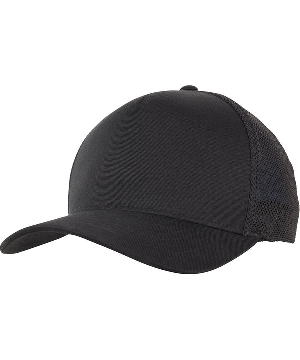 Black/Black - 110 trucker (110T) Caps Flexfit by Yupoong Headwear, Rebrandable Schoolwear Centres