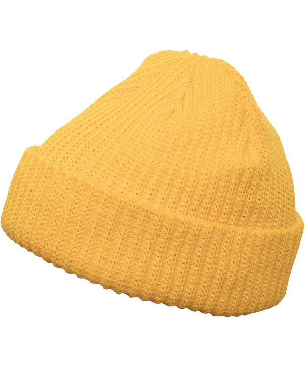 Gold - Rib beanie (1502RB) Hats Flexfit by Yupoong Headwear, Rebrandable, Winter Essentials Schoolwear Centres