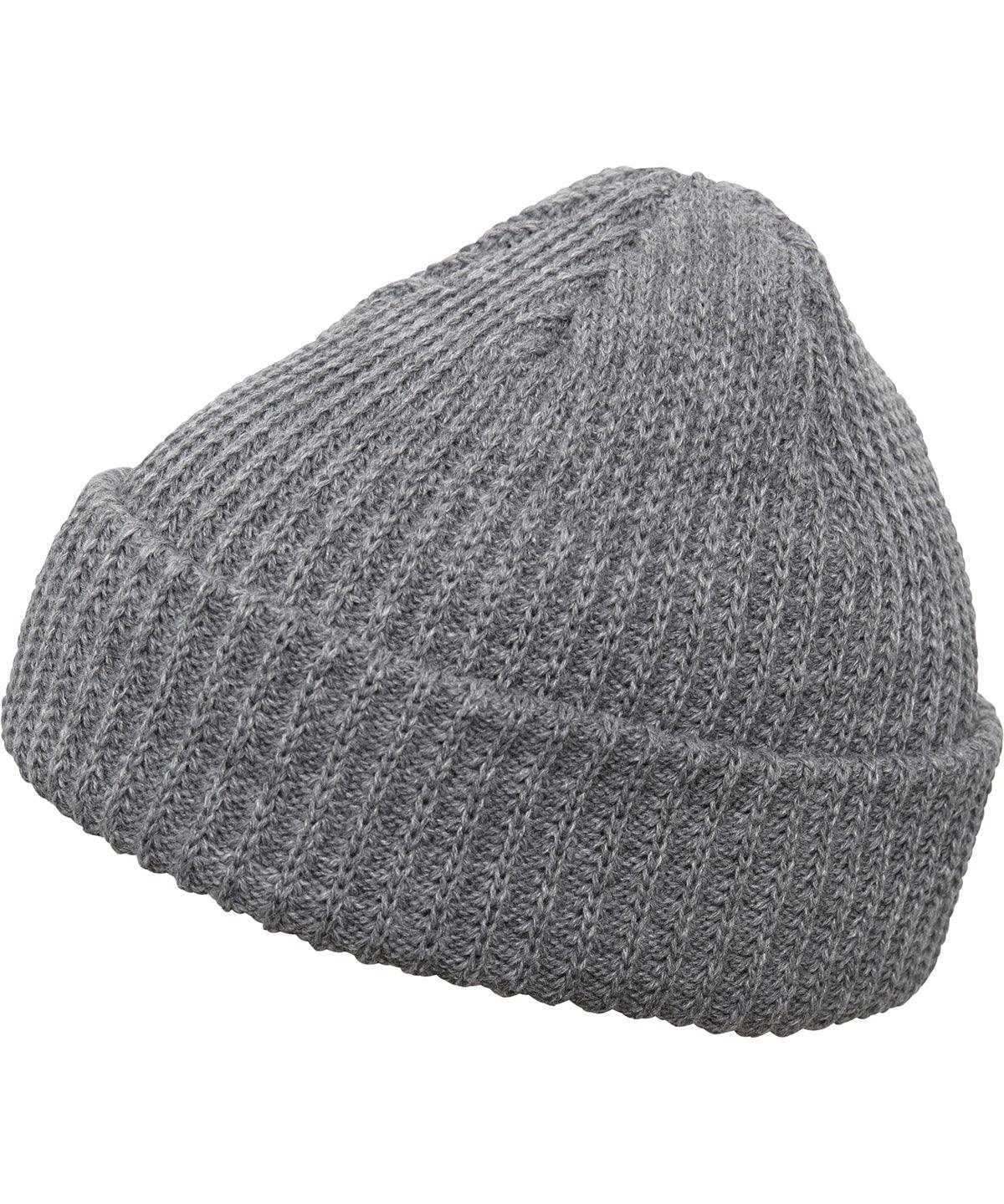 Heather Grey - Rib beanie (1502RB) Hats Flexfit by Yupoong Headwear, Rebrandable, Winter Essentials Schoolwear Centres