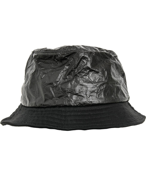 Black - Crinkled paper bucket hat (5003CP) Hats Flexfit by Yupoong Headwear, Rebrandable Schoolwear Centres