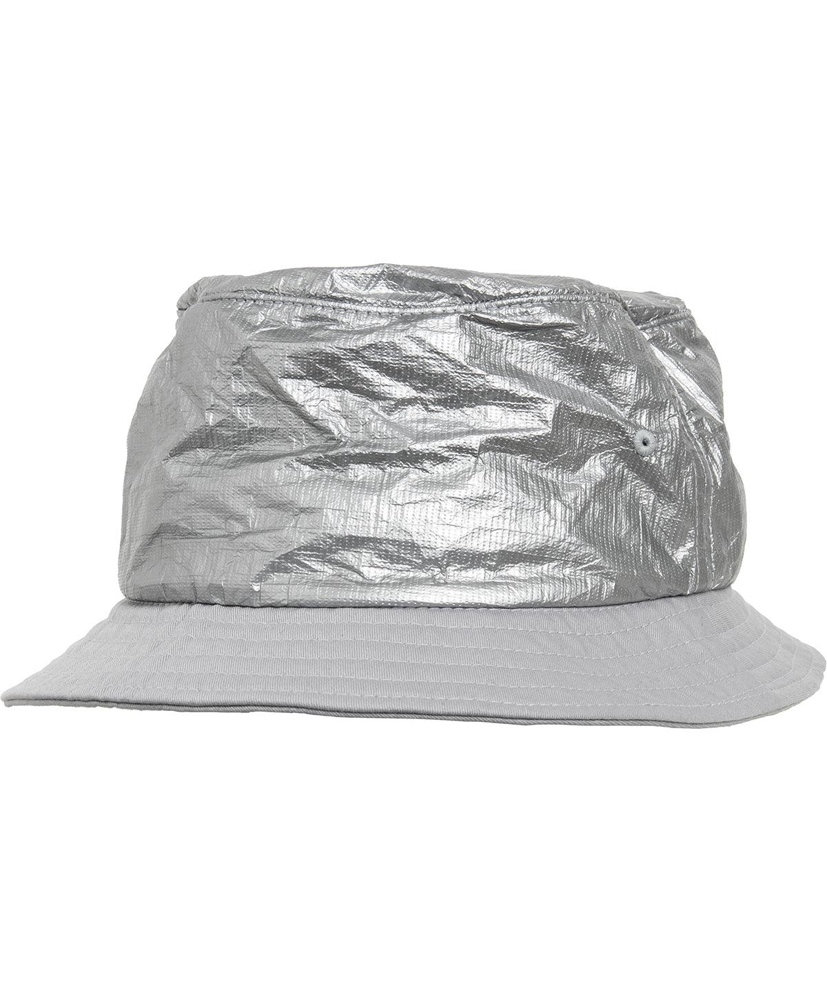 Silver - Crinkled paper bucket hat (5003CP) Hats Flexfit by Yupoong Headwear, Rebrandable Schoolwear Centres