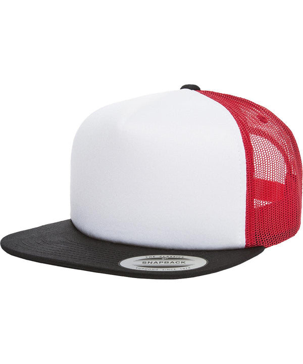 Black/White/Red - Foam trucker with white front (6005FW) Caps Flexfit by Yupoong Headwear, Rebrandable Schoolwear Centres