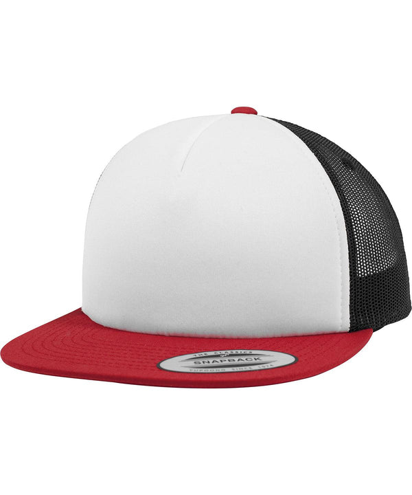 Red/White/Black - Foam trucker with white front (6005FW) Caps Flexfit by Yupoong Headwear, Rebrandable Schoolwear Centres