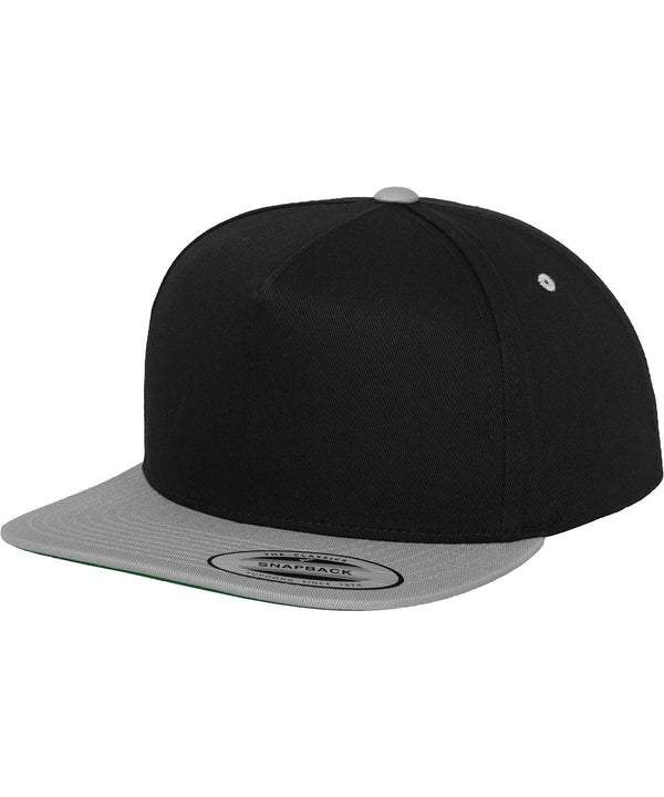 Black/Silver - Classic 5-panel snapback (6007T) Caps Flexfit by Yupoong Headwear, Rebrandable Schoolwear Centres