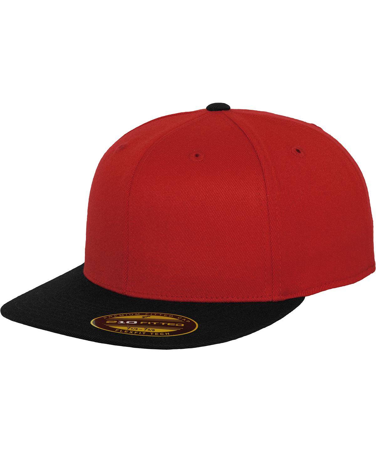 Red/Black - Premium 210 fitted 2-tone (6210T) Caps Flexfit by Yupoong Headwear, Rebrandable Schoolwear Centres