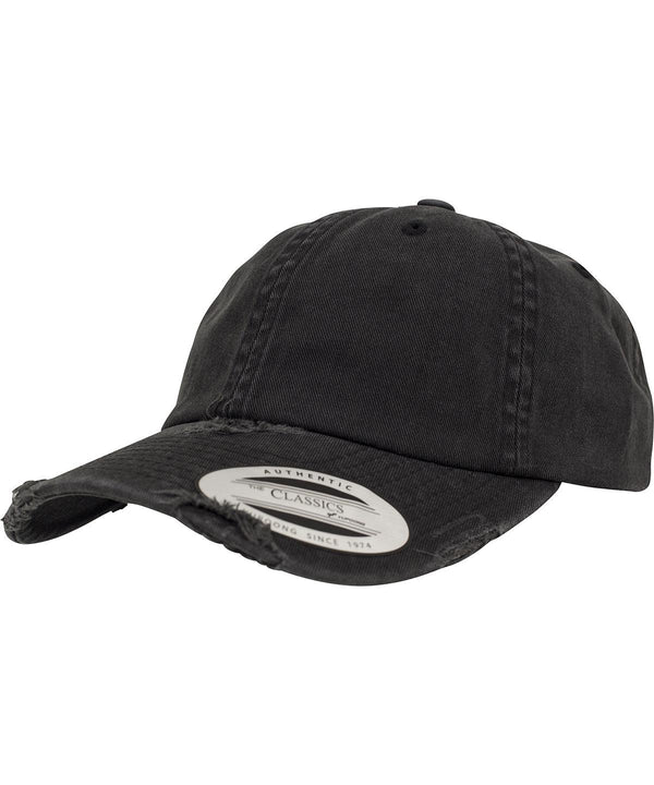 Black - Low-profile destroyed cap (6245DC) Caps Flexfit by Yupoong Headwear, Rebrandable Schoolwear Centres