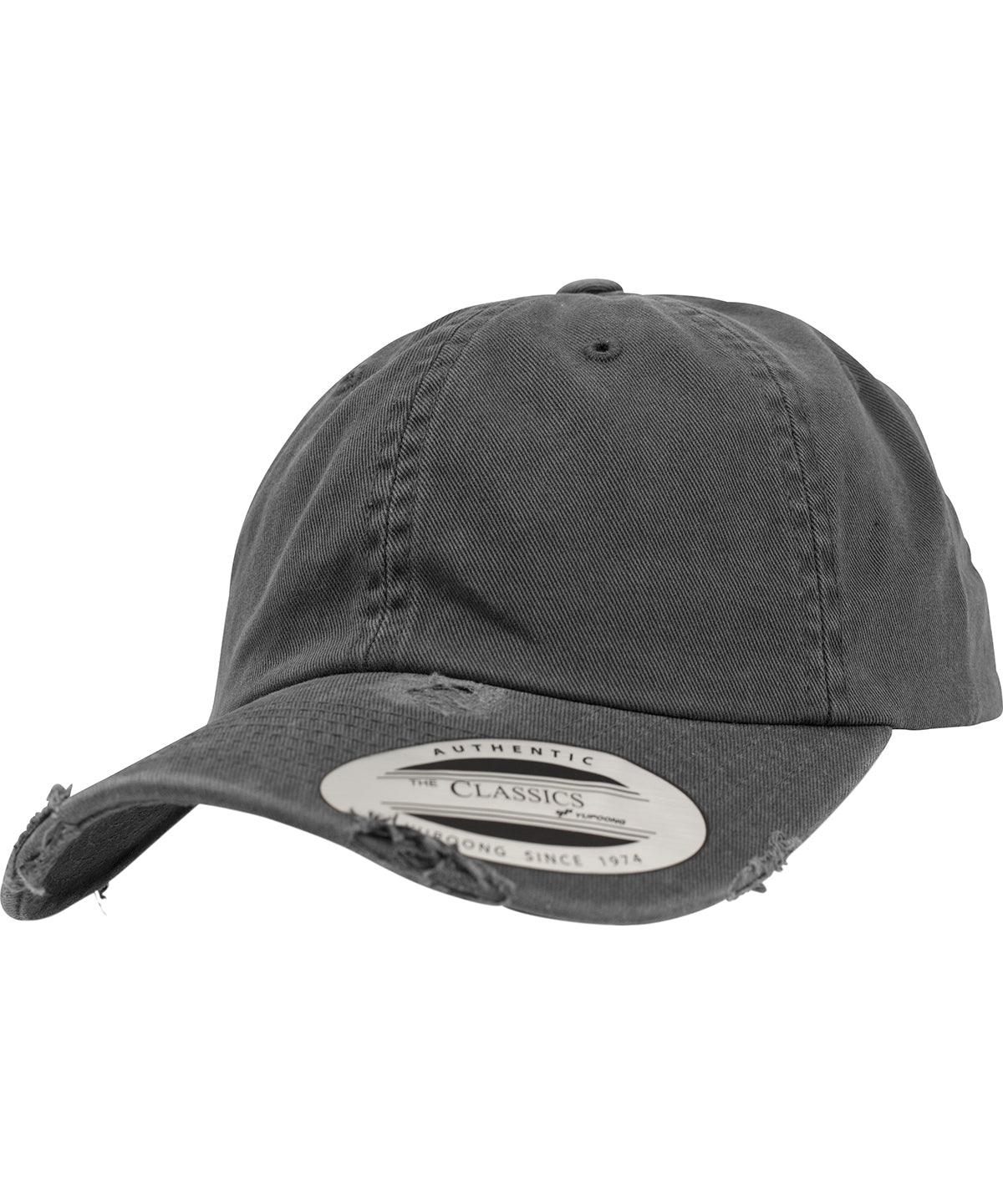 Dark Grey - Low-profile destroyed cap (6245DC) Caps Flexfit by Yupoong Headwear, Rebrandable Schoolwear Centres