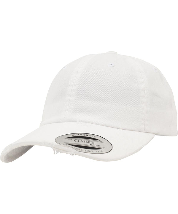 White - Low-profile destroyed cap (6245DC) Caps Flexfit by Yupoong Headwear, Rebrandable Schoolwear Centres