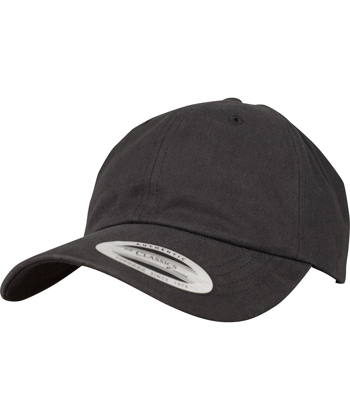 Black - Peached cotton twill dad cap (6245PT) Caps Flexfit by Yupoong Headwear, Rebrandable Schoolwear Centres