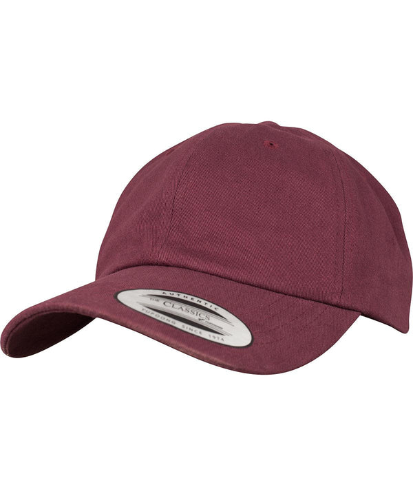 Maroon - Peached cotton twill dad cap (6245PT) Flexfit by Yupoong  HeadwearRebrandable