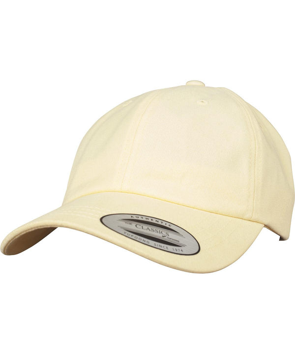 Yellow - Peached cotton twill dad cap (6245PT) Caps Flexfit by Yupoong Headwear, Rebrandable Schoolwear Centres