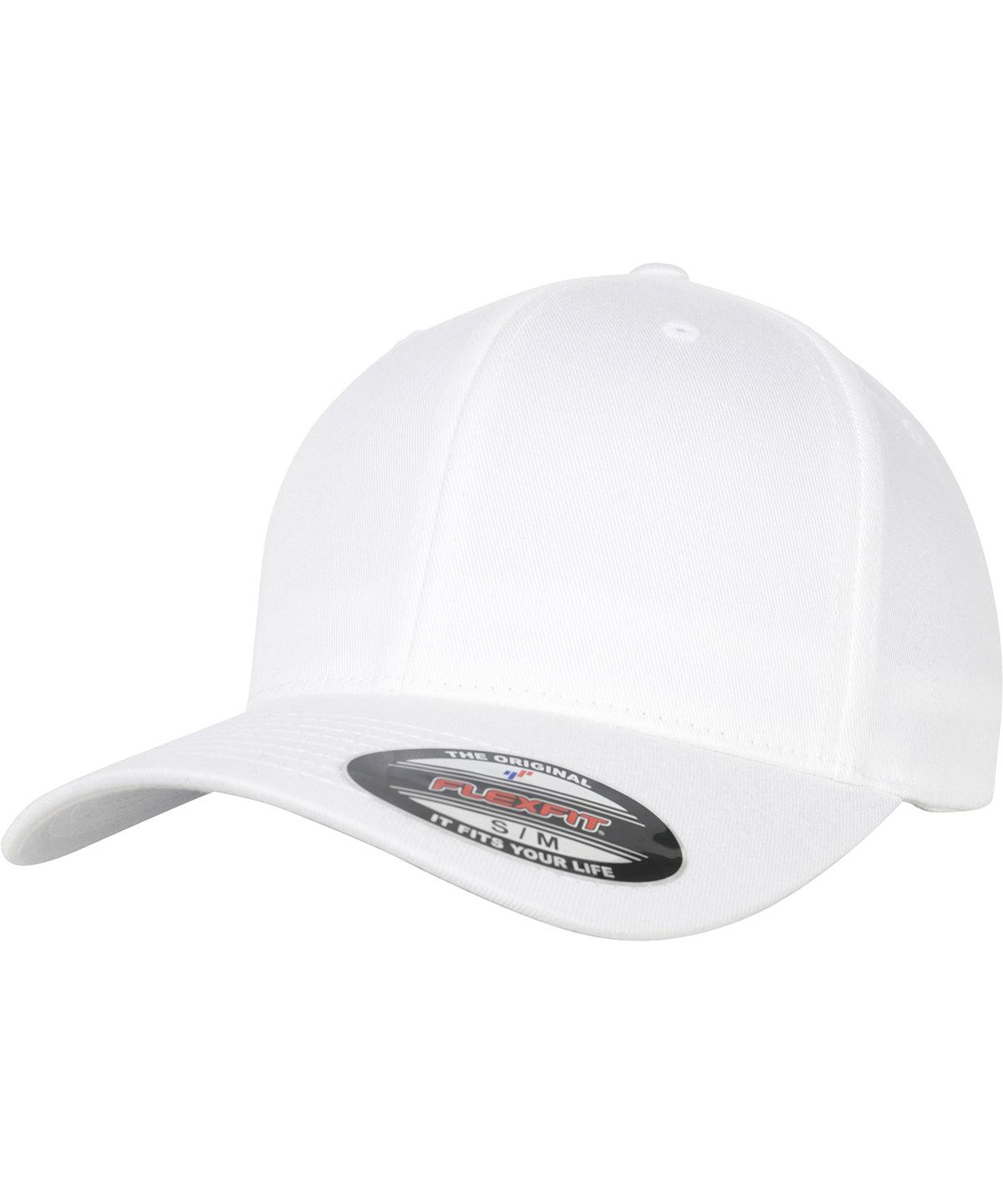 White - Flexfit organic cotton cap (6277OC) Caps Flexfit by Yupoong Headwear, Must Haves, New Colours for 2023, Organic & Conscious, Rebrandable Schoolwear Centres