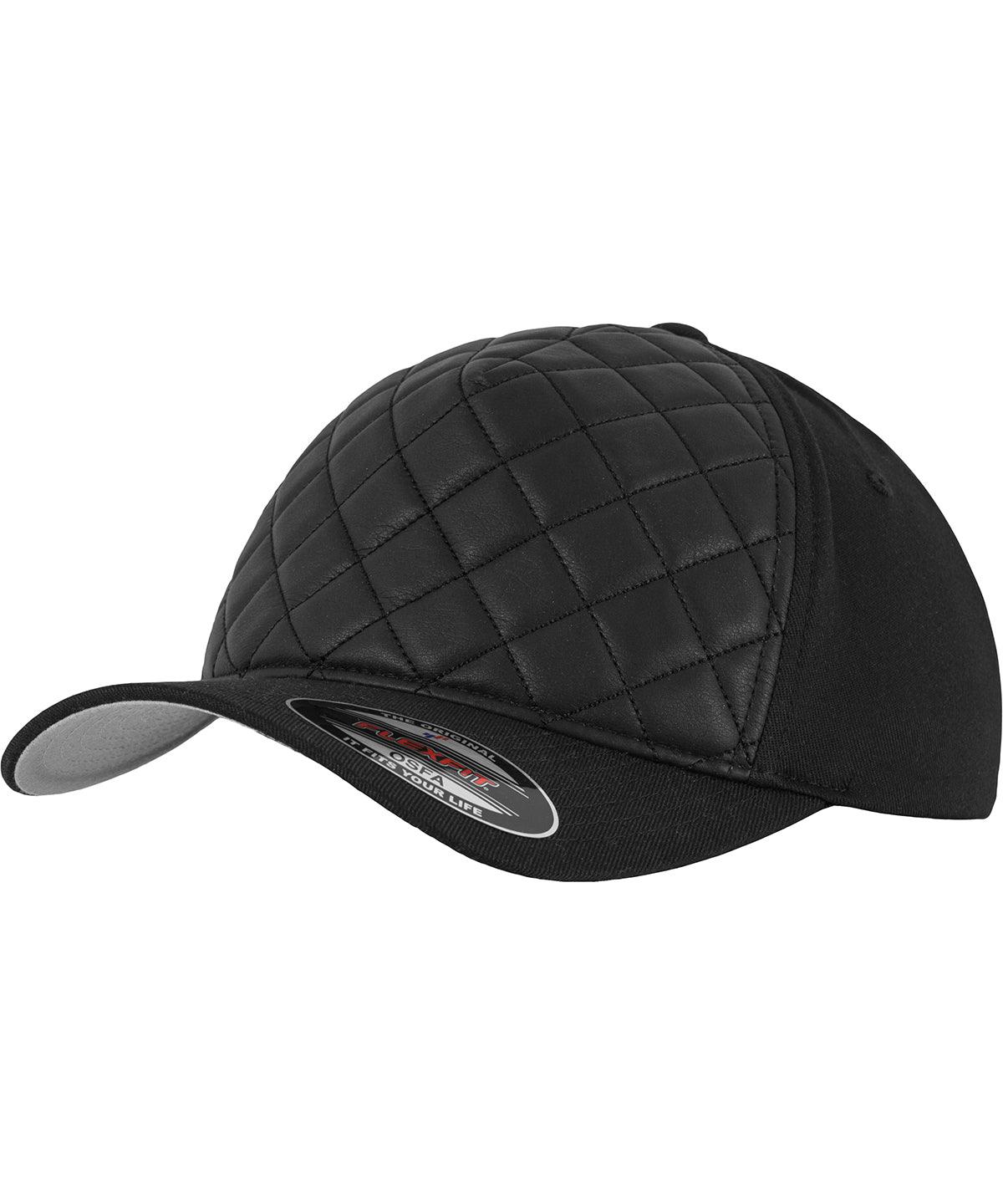 Black - Diamond quilted Flexfit (6277Q) Caps Flexfit by Yupoong Headwear Schoolwear Centres