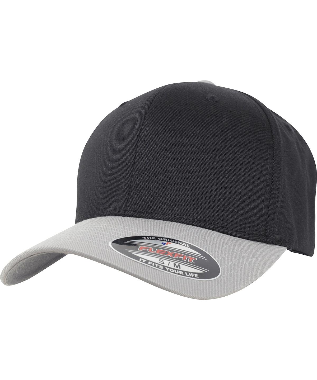 Black/Silver - Flexfit woolly combed 2-tone (6277T) Caps Flexfit by Yupoong Headwear Schoolwear Centres