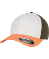 Neon Orange/White/Olive - 3-tone Flexfit (6277TT) Caps Flexfit by Yupoong Headwear Schoolwear Centres