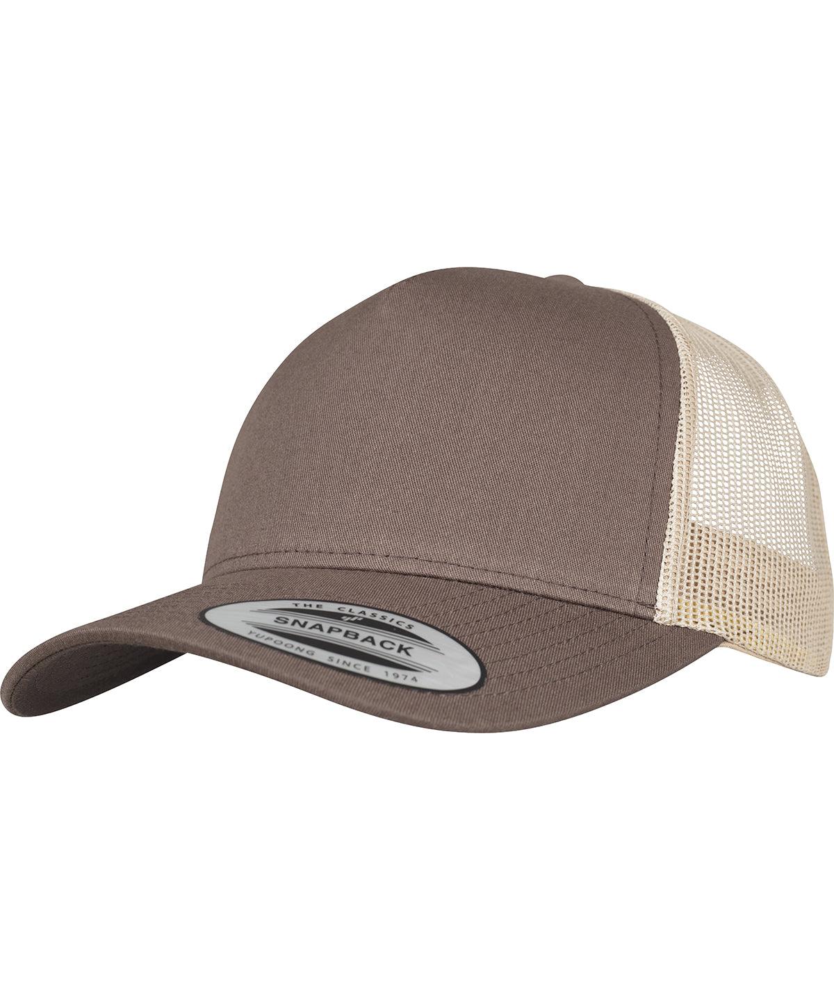 Brown/Khaki - 5-panel retro trucker 2-tone cap (6506T) Caps Flexfit by Yupoong Camo, Headwear Schoolwear Centres