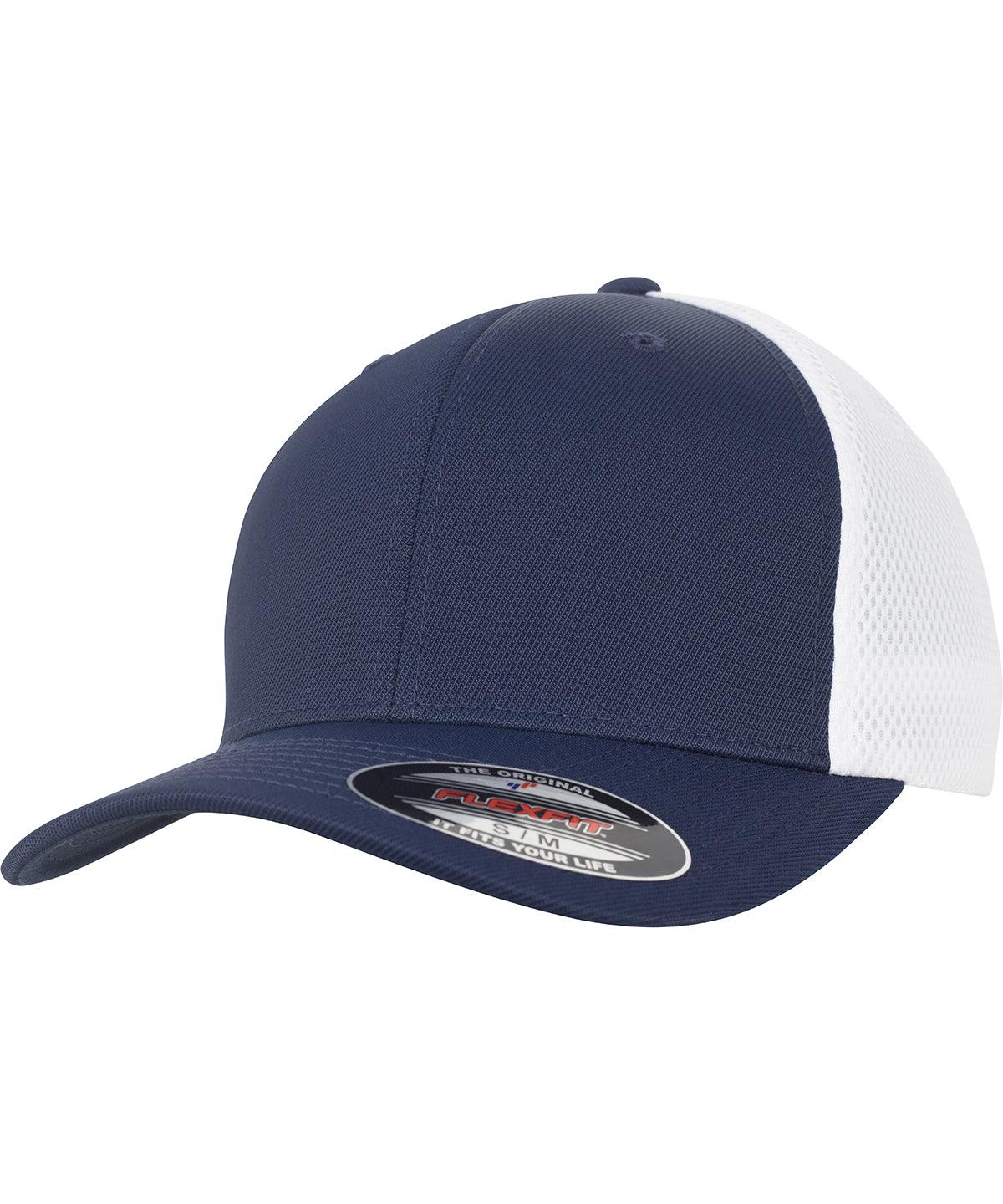 Navy/White - Flexfit ultra-fibre and airmesh 2-tone (6533T) Caps Flexfit by Yupoong Camo, Headwear Schoolwear Centres