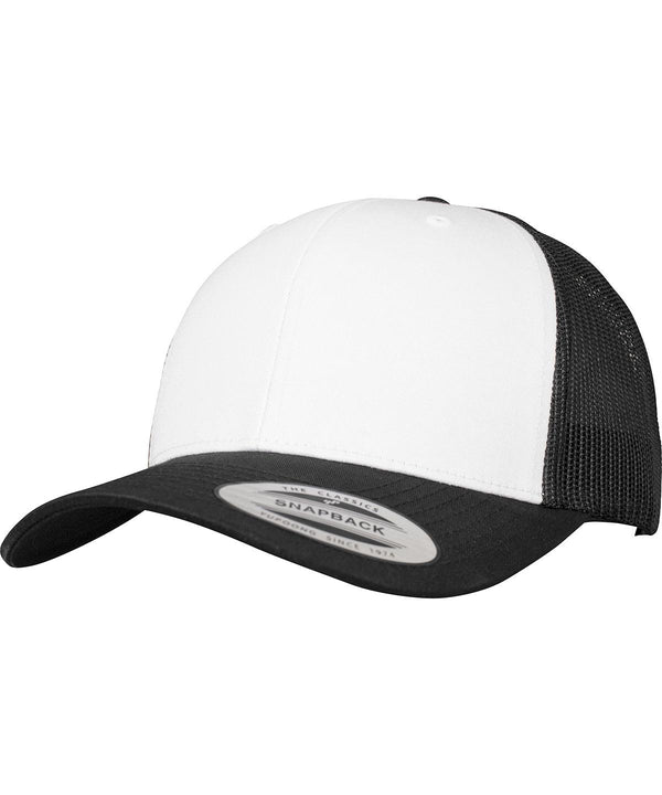 Black/White/Black - Retro trucker coloured front (6606CF) Caps Flexfit by Yupoong Camo, Headwear Schoolwear Centres