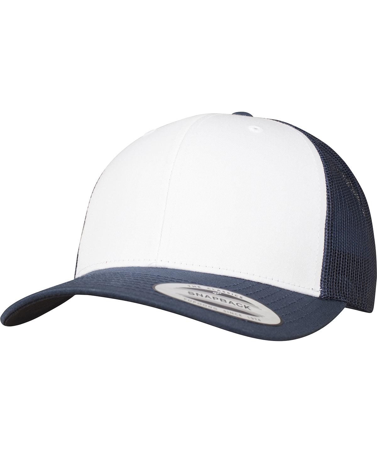 Navy/White/Navy - Retro trucker coloured front (6606CF) Caps Flexfit by Yupoong Camo, Headwear Schoolwear Centres