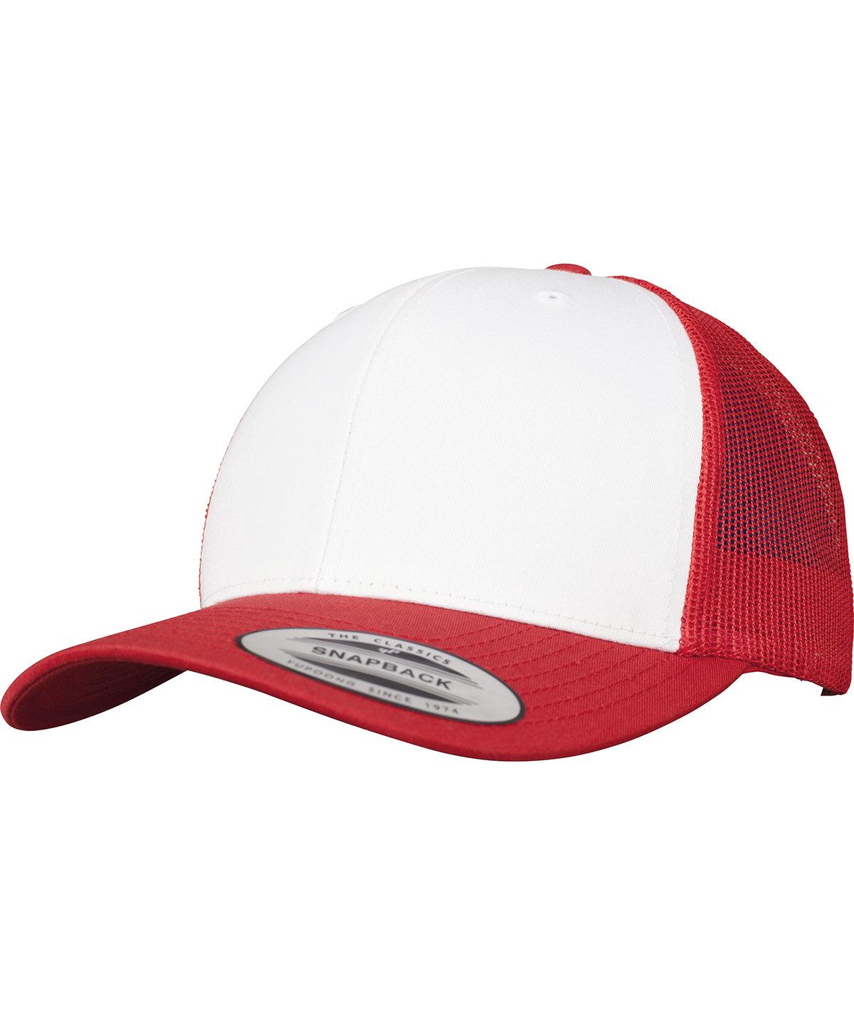 Red/White/Red - Retro trucker coloured front (6606CF) Caps Flexfit by Yupoong Camo, Headwear Schoolwear Centres