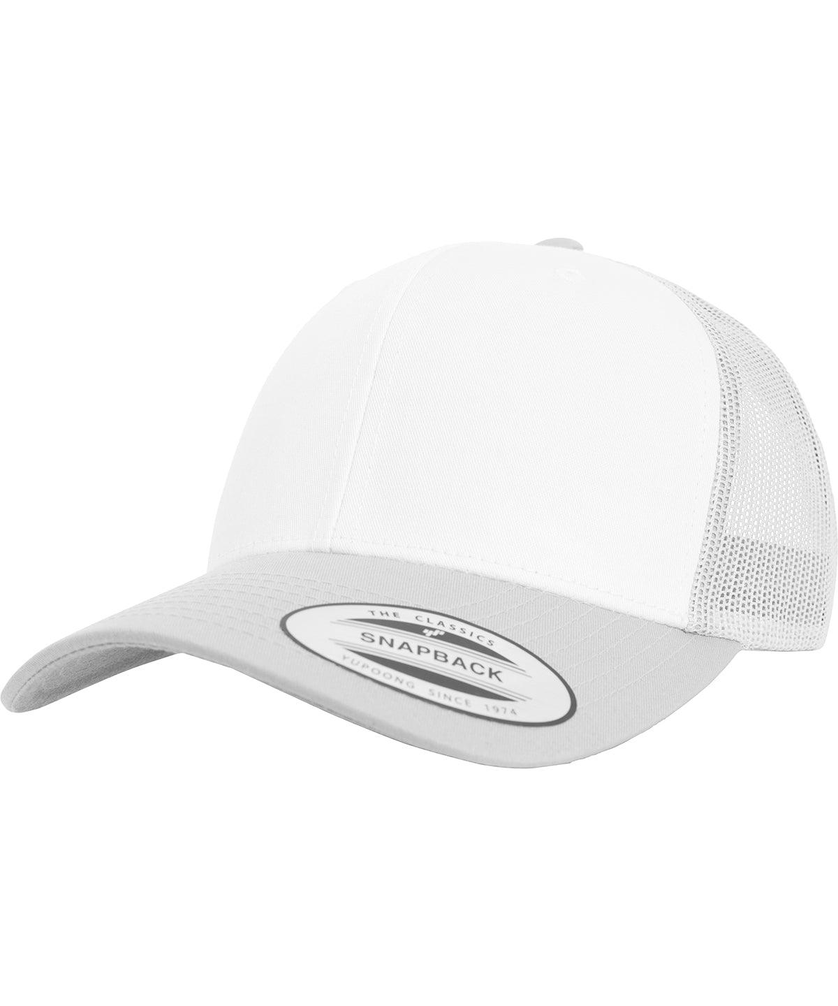 Silver/White/Silver - Retro trucker coloured front (6606CF) Caps Flexfit by Yupoong Camo, Headwear Schoolwear Centres