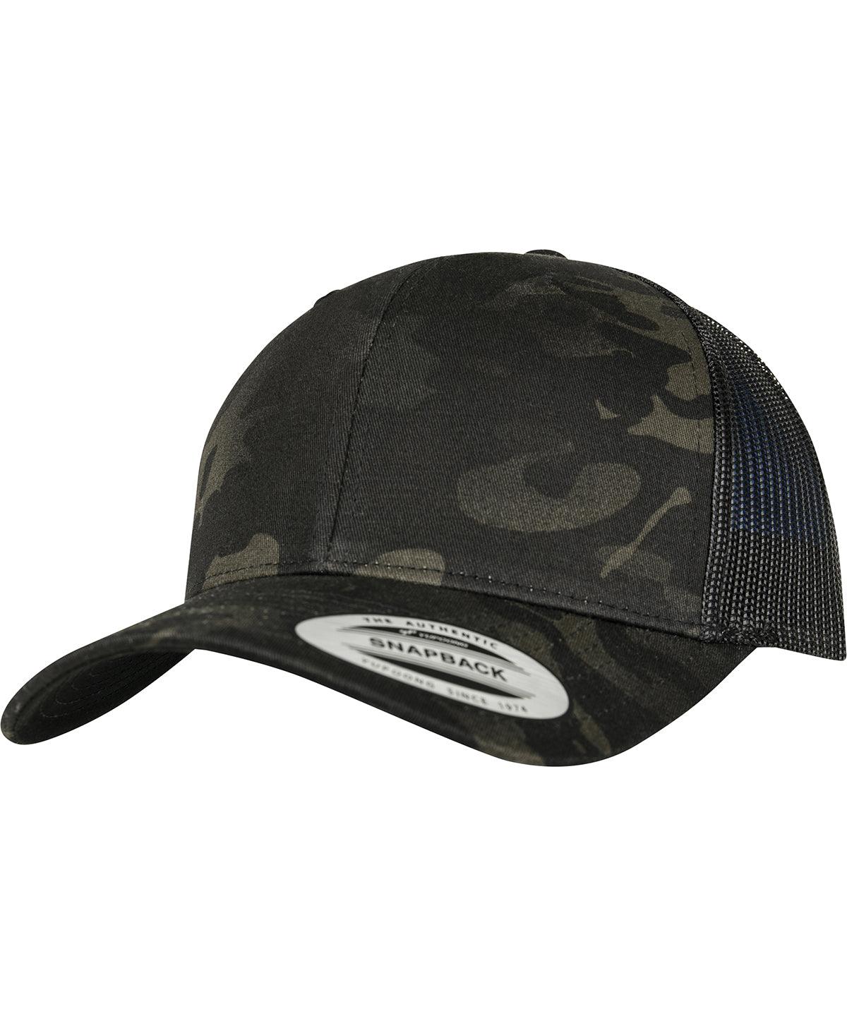 Black Multicam - Retro trucker Multicam® (6606MC) Caps Flexfit by Yupoong Camo, Headwear, New Colours for 2023 Schoolwear Centres