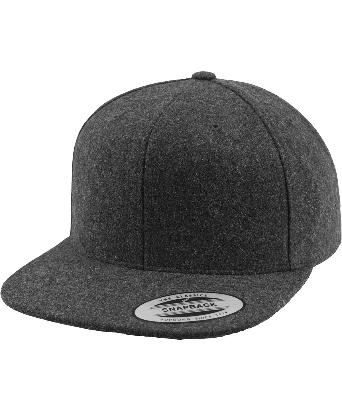 Dark Grey - Melton wool snapback (6689M) Caps Flexfit by Yupoong Camo, Headwear Schoolwear Centres