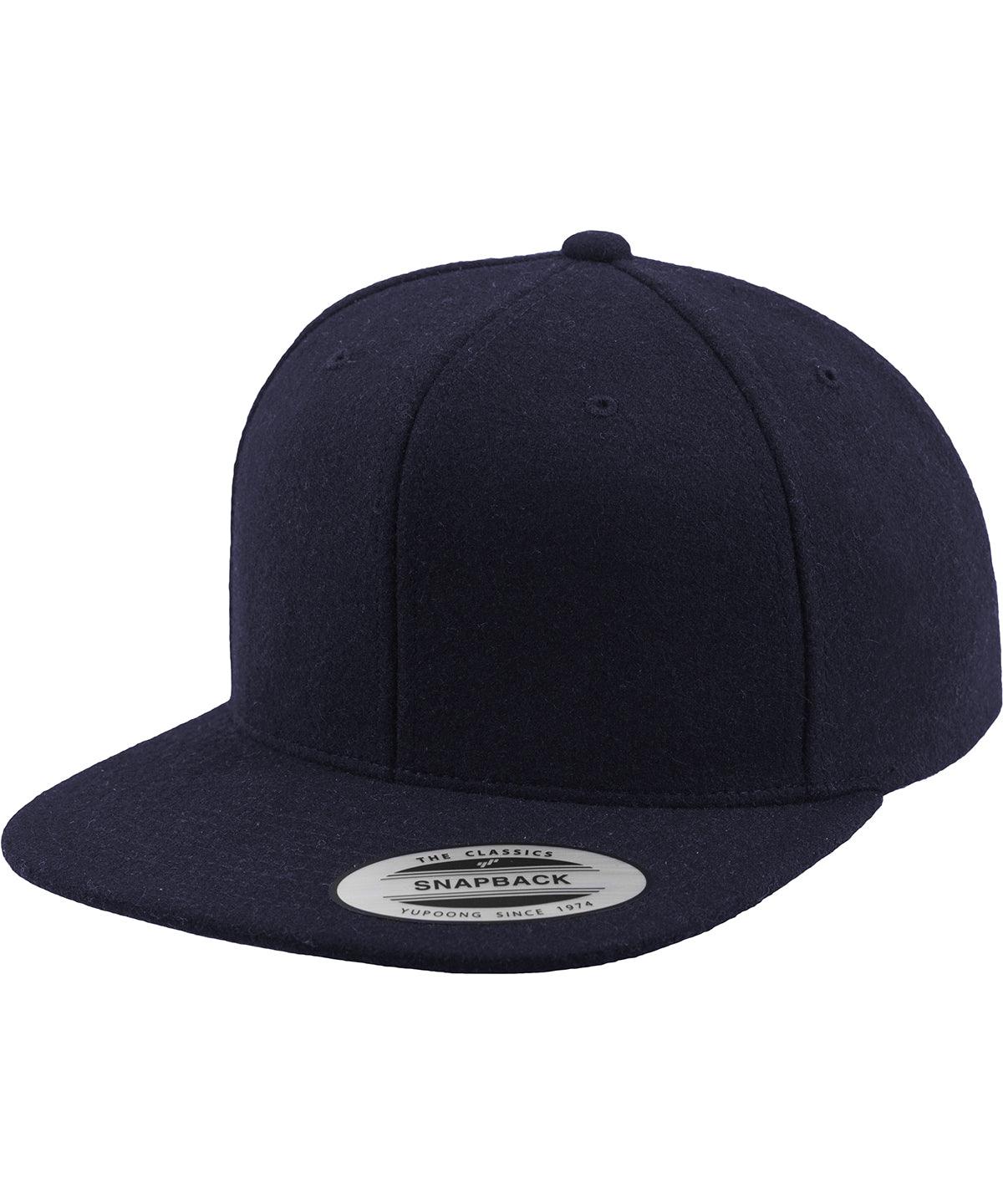 Navy - Melton wool snapback (6689M) Caps Flexfit by Yupoong Camo, Headwear Schoolwear Centres