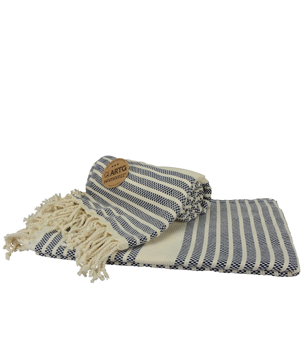 Navy/Cream - ARTG® Hamamzz® peshtemal towel Towels A&R Towels Directory, Festival, Homewares & Towelling, Must Haves, Summer Accessories Schoolwear Centres