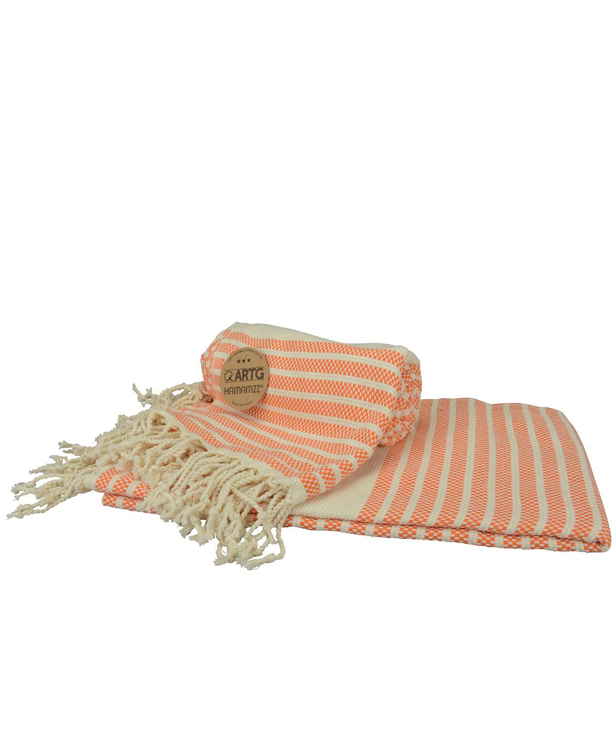 Orange/Cream - ARTG® Hamamzz® peshtemal towel Towels A&R Towels Directory, Festival, Homewares & Towelling, Must Haves, Summer Accessories Schoolwear Centres