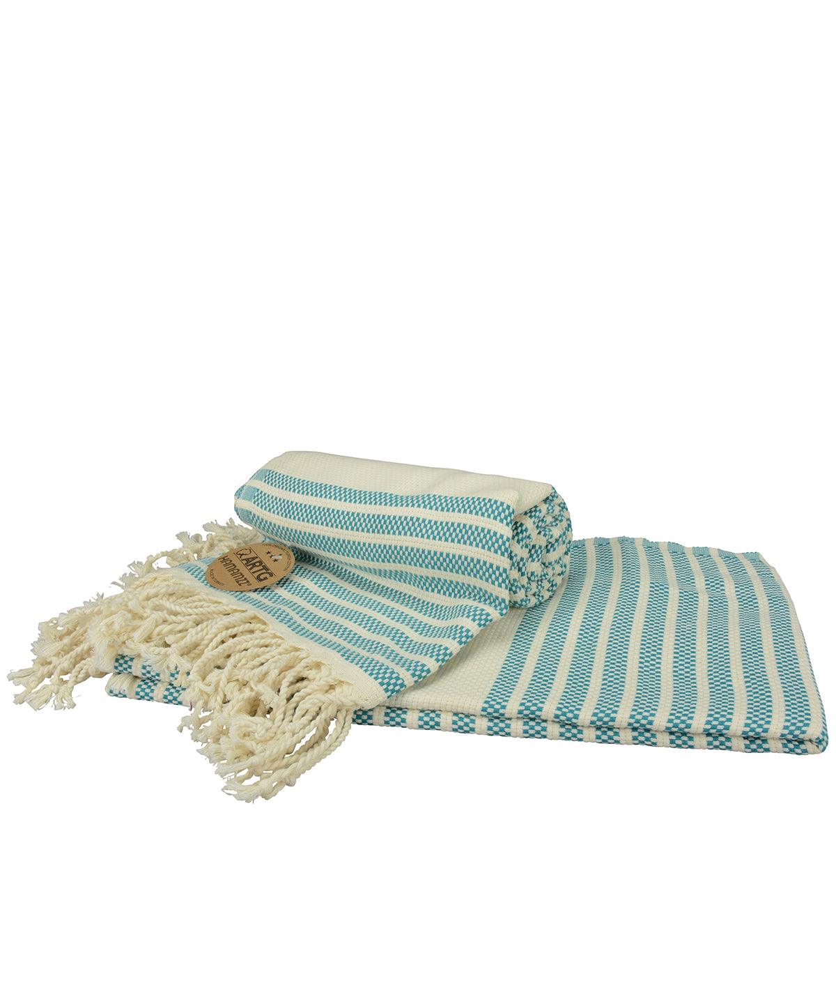 Petrol Blue/Cream - ARTG® Hamamzz® peshtemal towel Towels A&R Towels Directory, Festival, Homewares & Towelling, Must Haves, Summer Accessories Schoolwear Centres