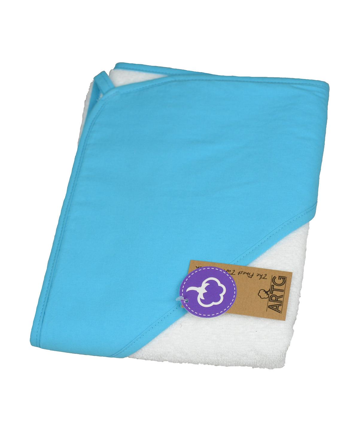 White/Aqua Blue/Aqua Blue - PRINT-Me® baby hooded towel Towels A&R Towels Homewares & Towelling, Plus Sizes, Rebrandable Schoolwear Centres