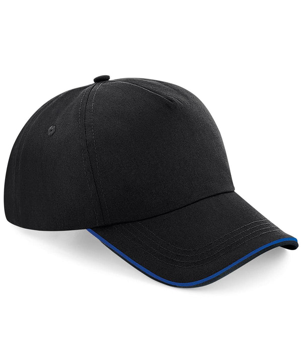 Black/Bright Royal - Authentic 5-panel cap - piped peak Caps Beechfield Headwear, Rebrandable Schoolwear Centres