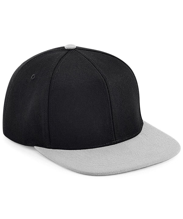 Black/Grey - Original flat peak 6-panel snapback Caps Beechfield Headwear, Rebrandable Schoolwear Centres