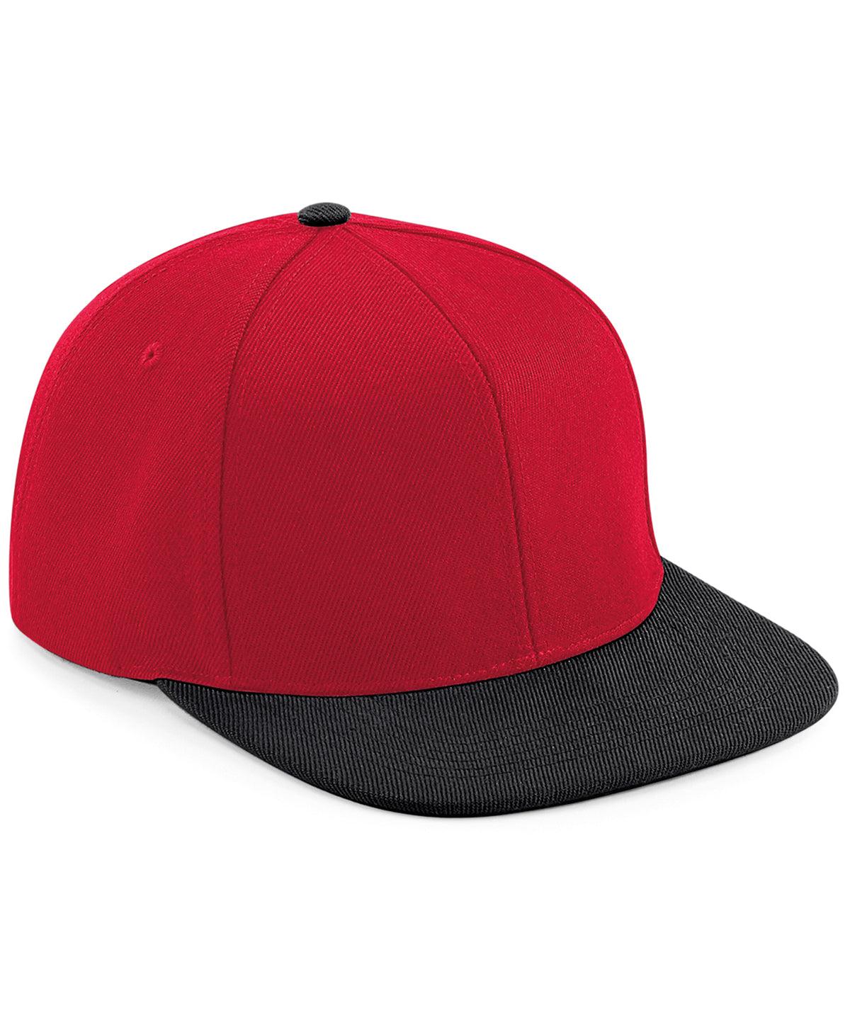 Classic Red/Black - Original flat peak 6-panel snapback Caps Beechfield Headwear, Rebrandable Schoolwear Centres