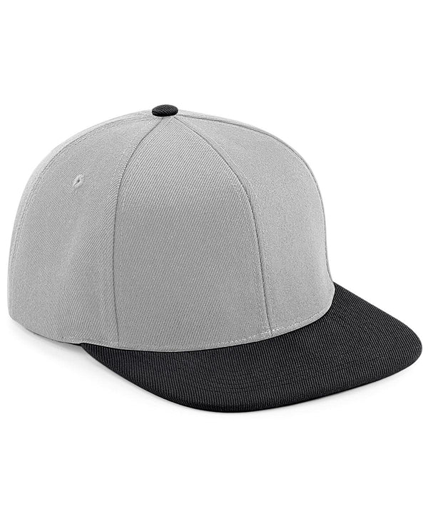 Grey/Black - Original flat peak 6-panel snapback Caps Beechfield Headwear, Rebrandable Schoolwear Centres