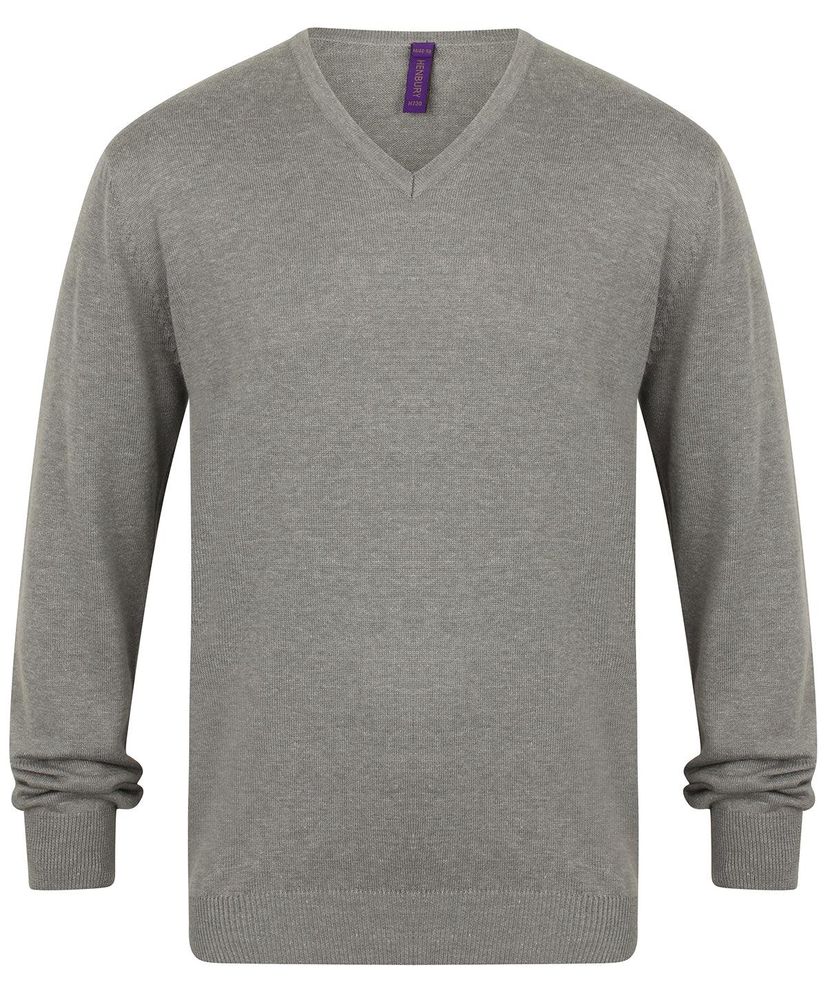 Slate Grey Marl - 12 gauge v-neck jumper Knitted Jumpers Henbury Knitwear, Must Haves, Plus Sizes, Raladeal - Recently Added Schoolwear Centres