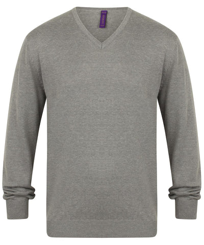 Slate Grey Marl - 12 gauge v-neck jumper Knitted Jumpers Henbury Knitwear, Must Haves, Plus Sizes, Raladeal - Recently Added Schoolwear Centres
