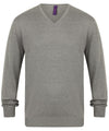 Slate Grey Marl - 12 gauge v-neck jumper Knitted Jumpers Henbury Knitwear, Must Haves, Plus Sizes, Raladeal - Recently Added Schoolwear Centres