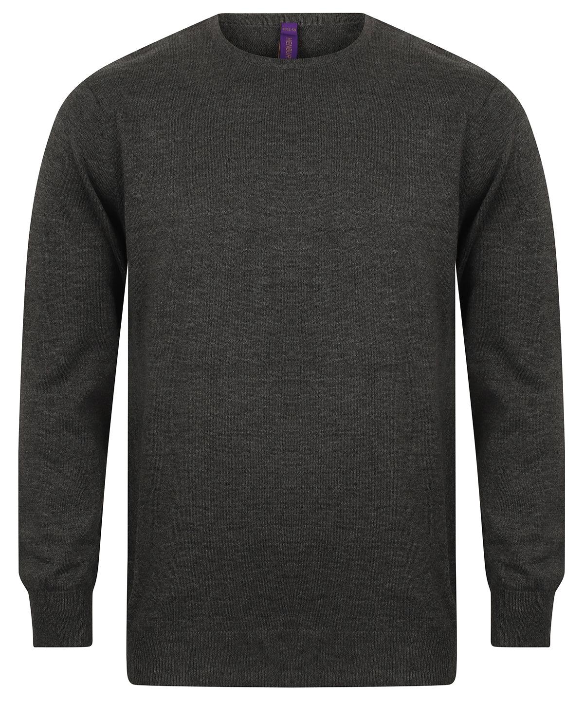 Grey Marl - Crew neck jumper Knitted Jumpers Henbury Knitwear, Must Haves, Plus Sizes Schoolwear Centres