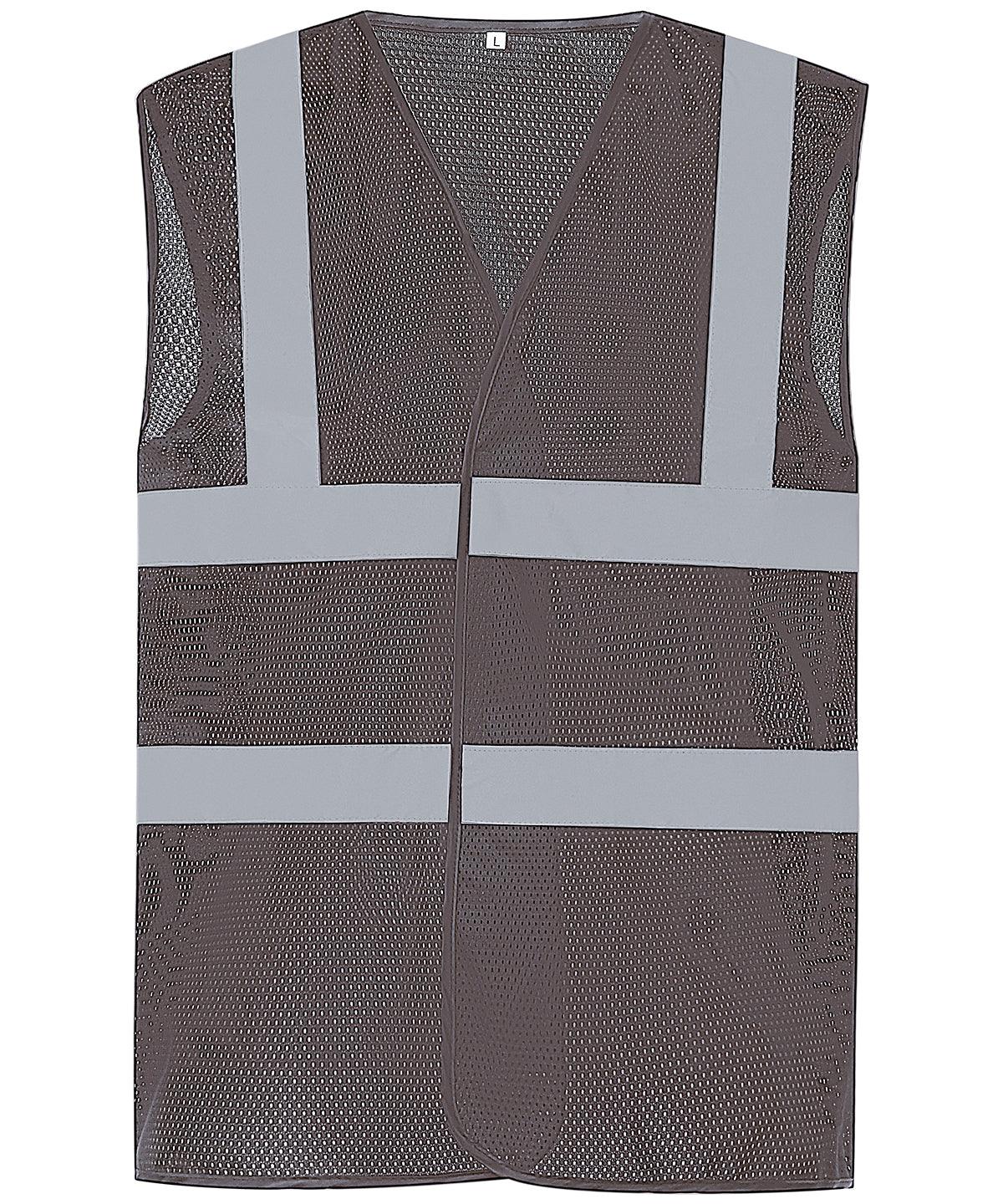 Grey - Top cool open mesh 2-band-and-braces waistcoat (HVW120) Safety Vests Yoko Plus Sizes, Safety Essentials, Safetywear, Workwear Schoolwear Centres