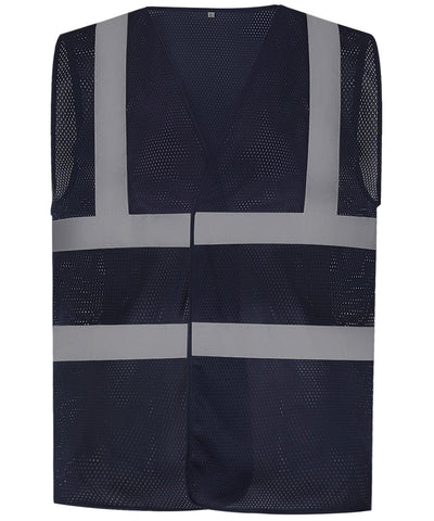 Navy - Top cool open mesh 2-band-and-braces waistcoat (HVW120) Safety Vests Yoko Plus Sizes, Safety Essentials, Safetywear, Workwear Schoolwear Centres