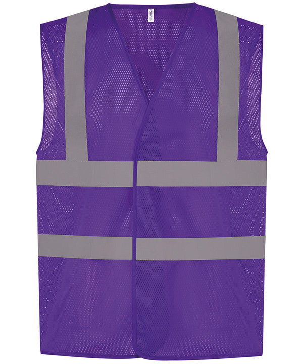 Purple - Top cool open mesh 2-band-and-braces waistcoat (HVW120) Safety Vests Yoko Plus Sizes, Safety Essentials, Safetywear, Workwear Schoolwear Centres