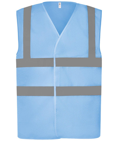 Sky Blue - Top cool open mesh 2-band-and-braces waistcoat (HVW120) Safety Vests Yoko Plus Sizes, Safety Essentials, Safetywear, Workwear Schoolwear Centres