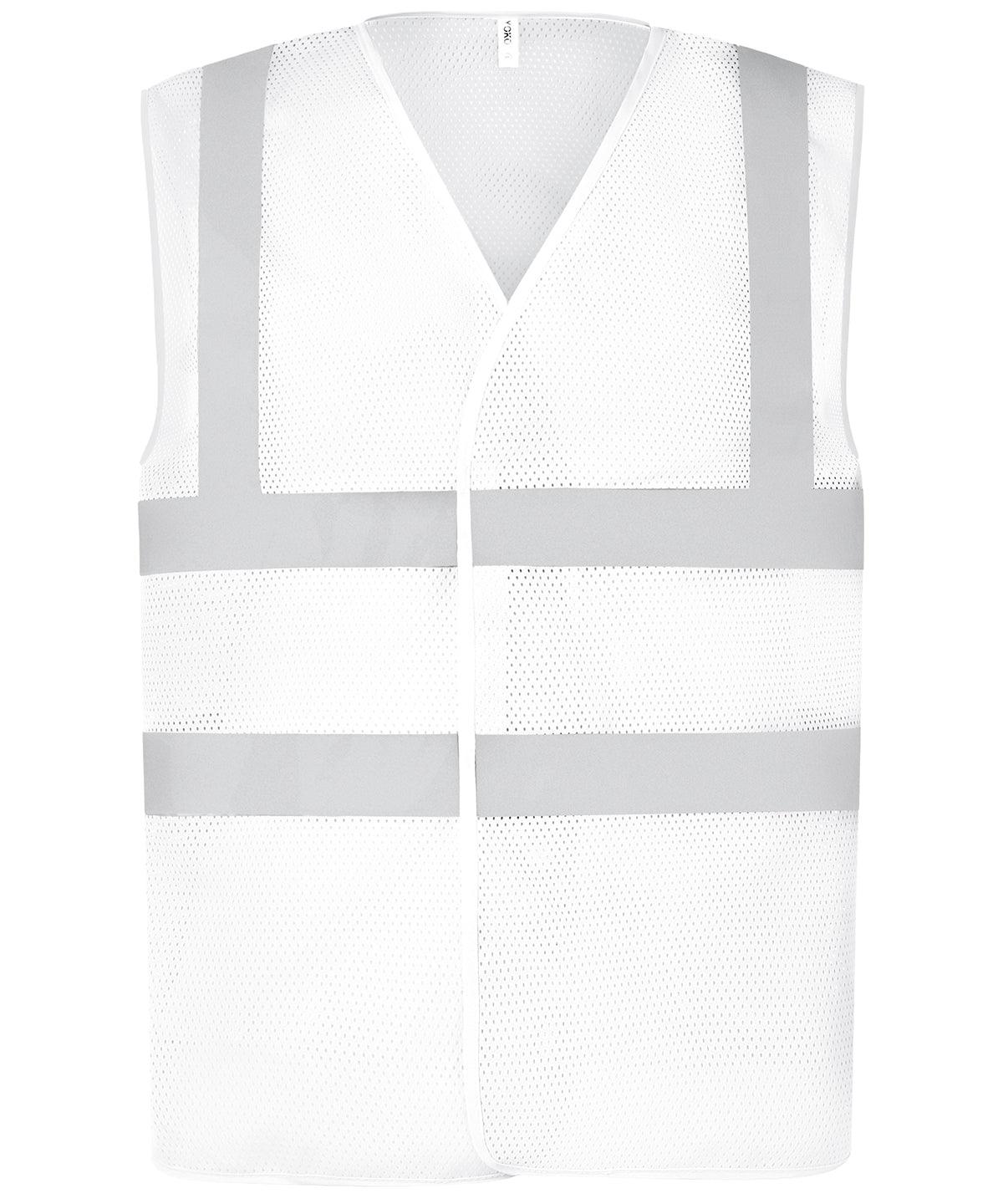 White - Top cool open mesh 2-band-and-braces waistcoat (HVW120) Safety Vests Yoko Plus Sizes, Safety Essentials, Safetywear, Workwear Schoolwear Centres