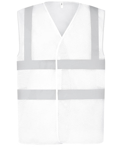 White - Top cool open mesh 2-band-and-braces waistcoat (HVW120) Safety Vests Yoko Plus Sizes, Safety Essentials, Safetywear, Workwear Schoolwear Centres