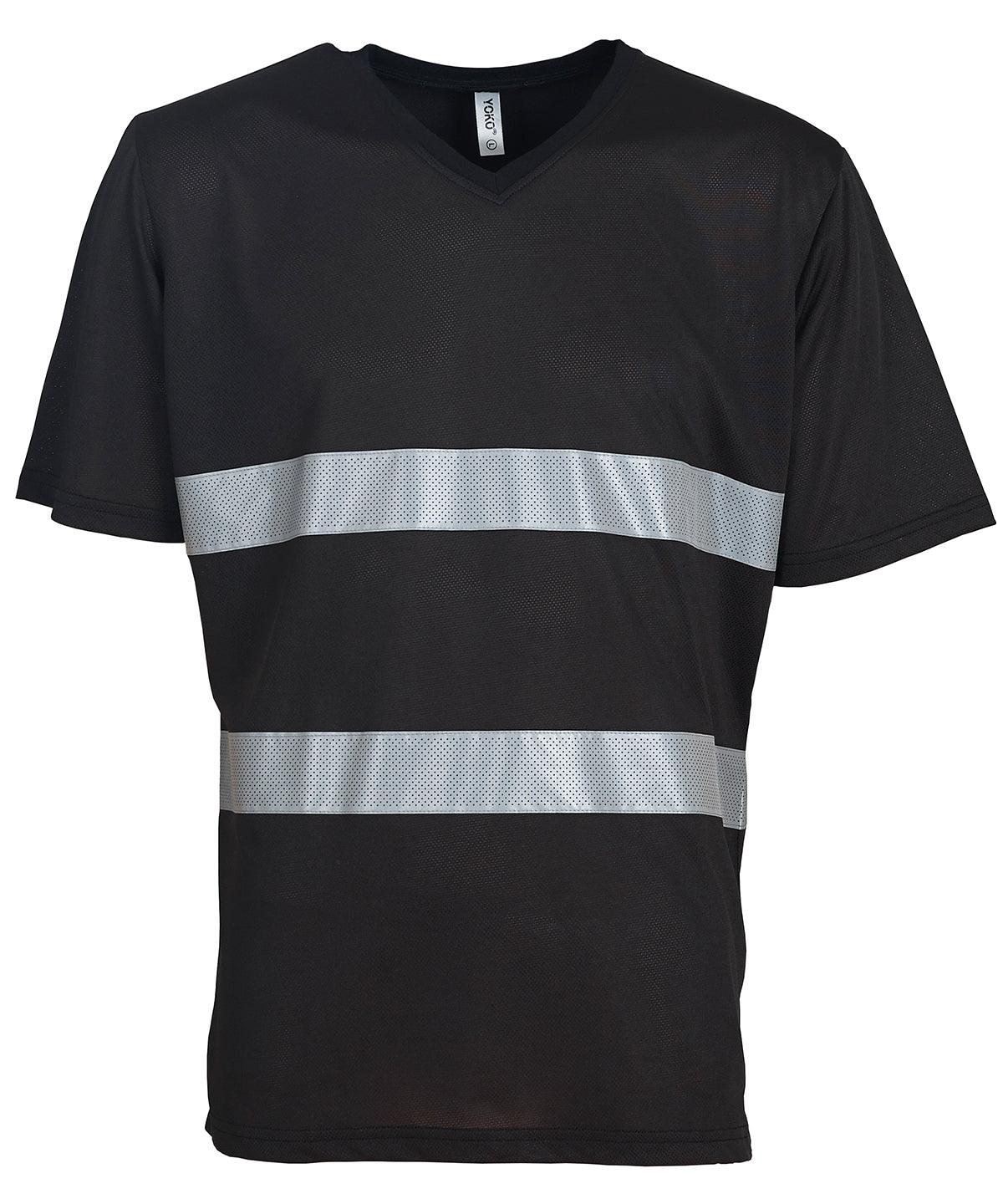 Black - Hi-vis top cool super light v-neck t-shirt (HVJ910) T-Shirts Yoko Plus Sizes, Safetywear, Workwear Schoolwear Centres